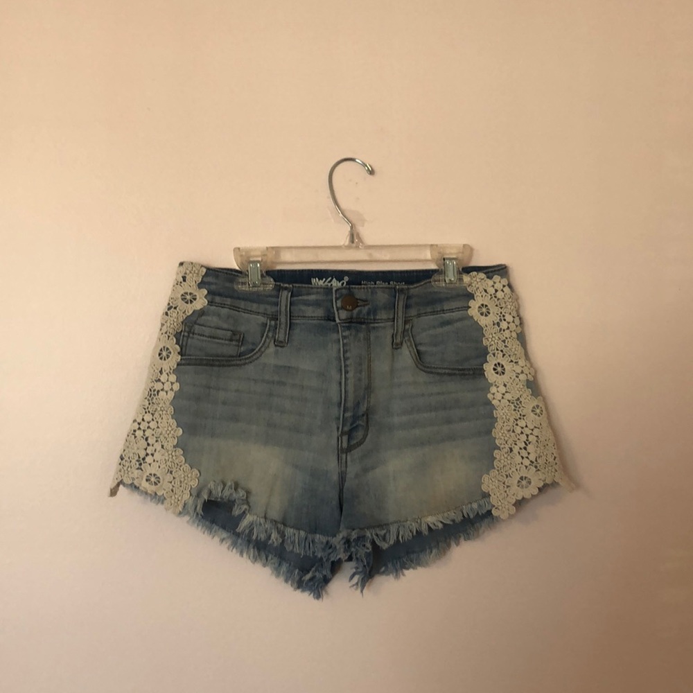 Lace jean shorts